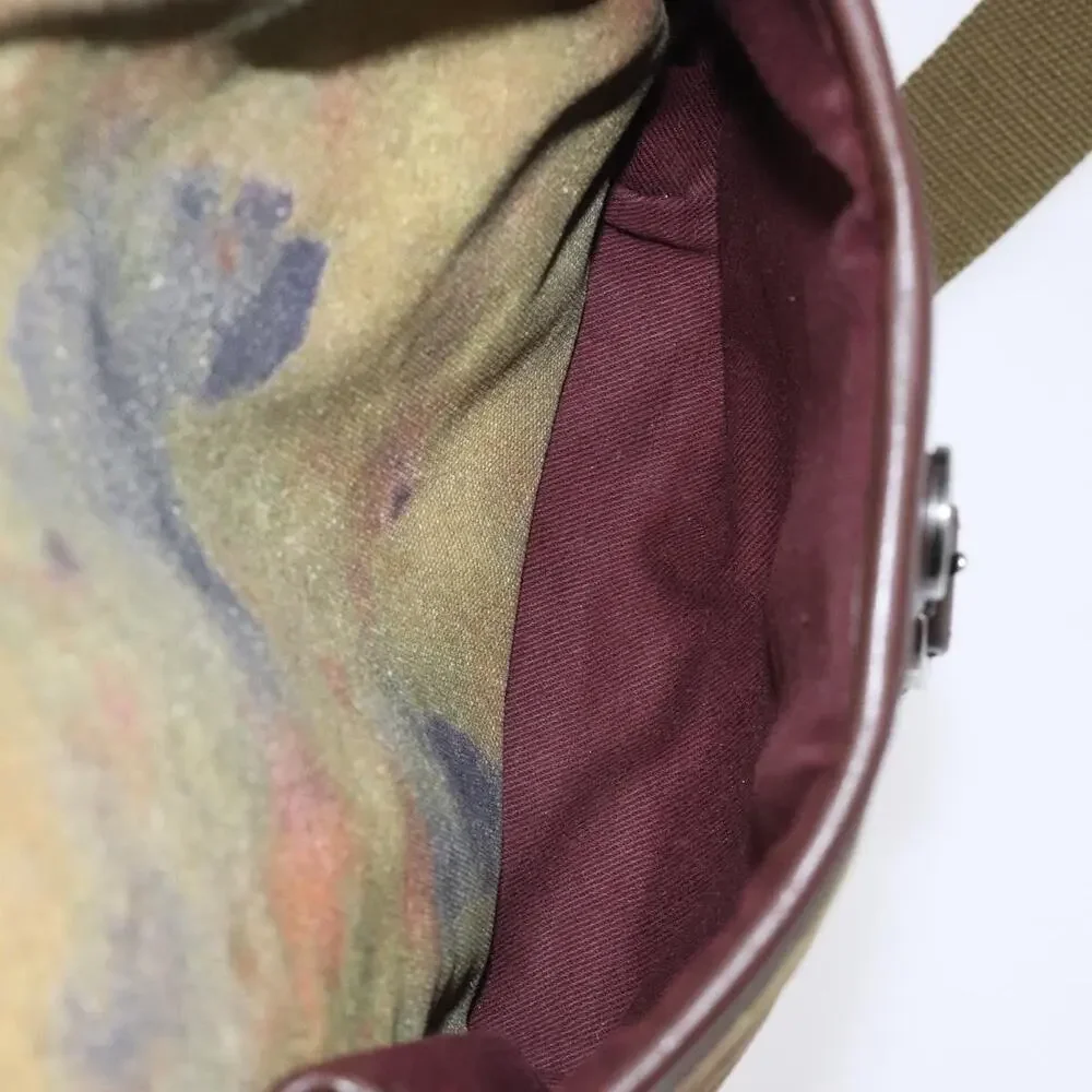 Chanel Embroidery Graffiti CC Canvas Leather Shoulder Bag Khaki